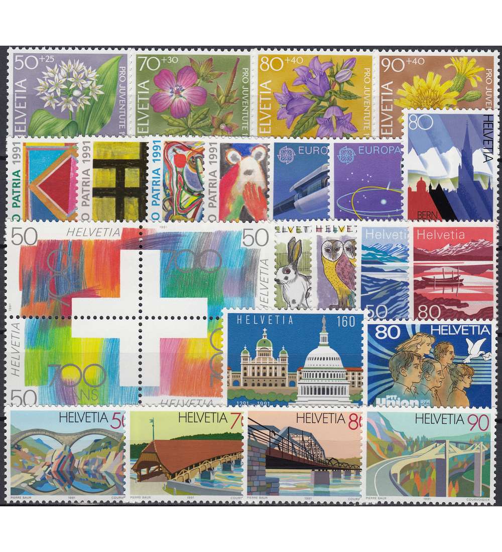 Schweiz 1991 postfrisch ** Nr. 1436-1460