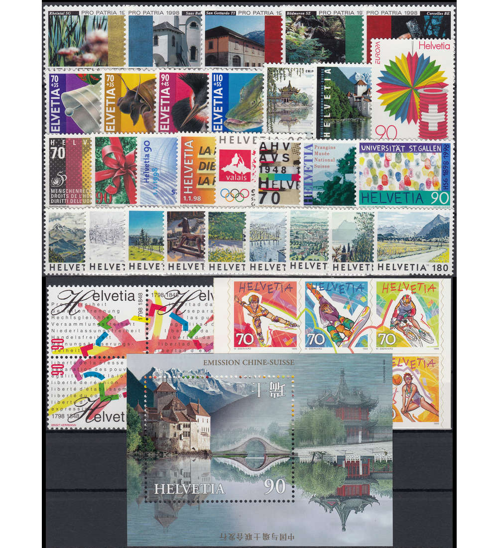 Schweiz 1998 postfrisch ** Nr. 1633-1671 Block 28