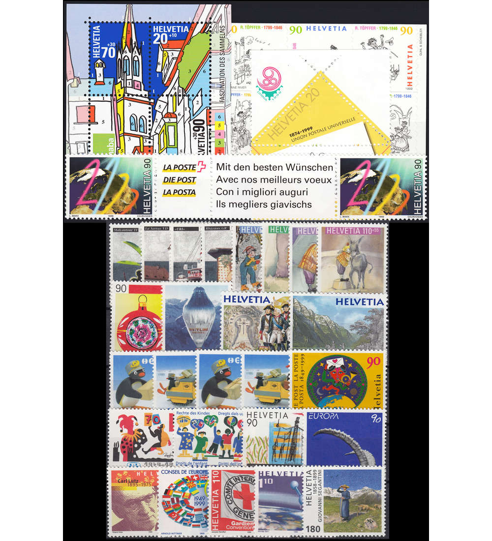 Schweiz 1999 postfrisch ** Nr. 1672-1708 Block 29