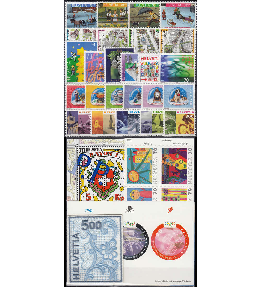 Schweiz 2000 postfrisch ** Nr. 1709-1745 Block 30