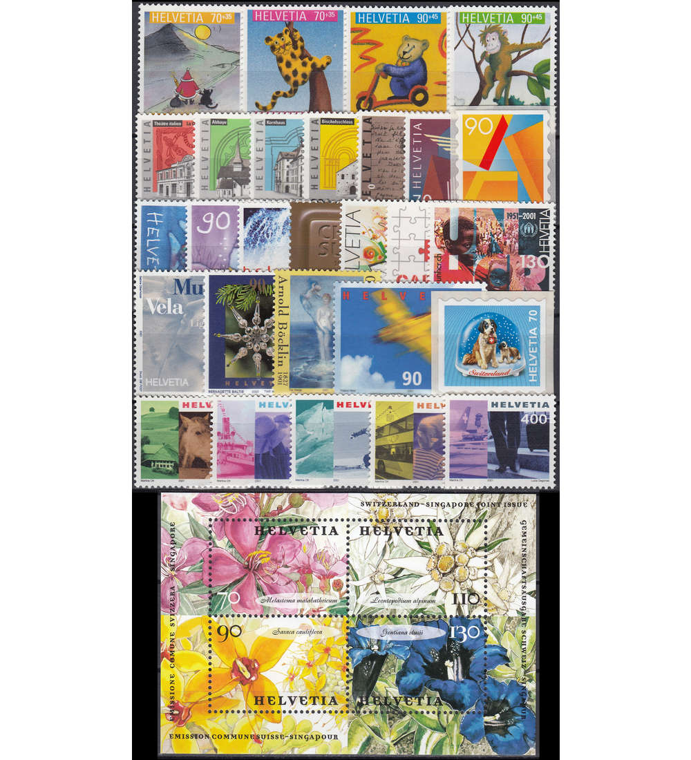Schweiz 2001 postfrisch ** Nr. 1746-1777 Block 31