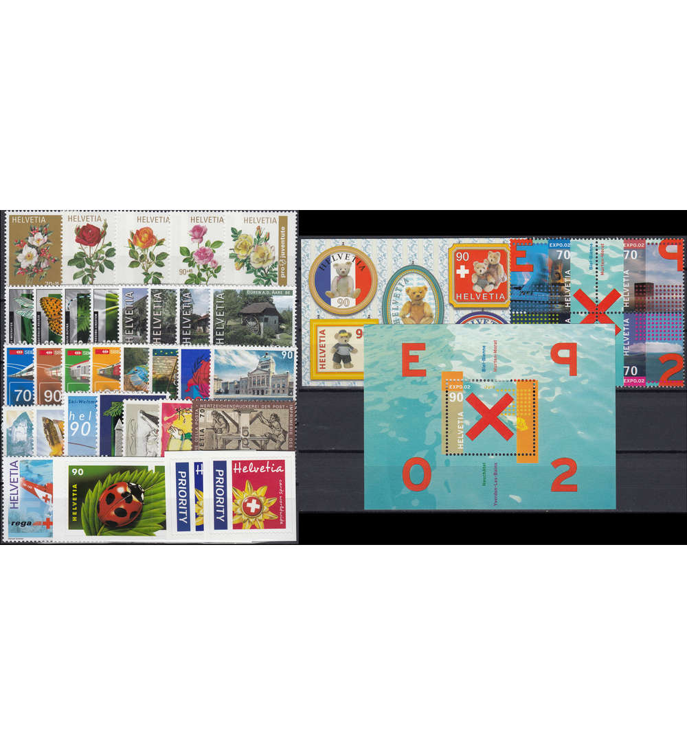 Schweiz 2002 postfrisch ** Nr. 1778-1819 Block 32