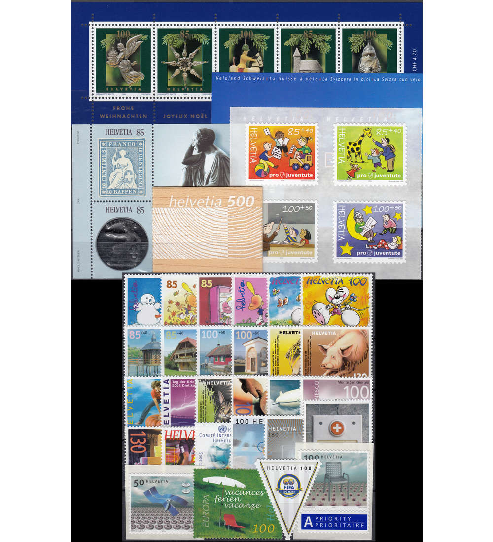 Schweiz 2004 postfrisch ** Nr. 1864-1905 Block 35-37