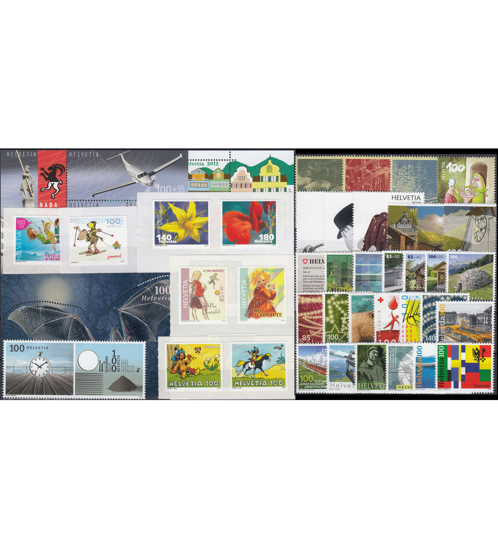 Schweiz 2012 postfrisch ** Nr. 2233-2279 Block 49-51