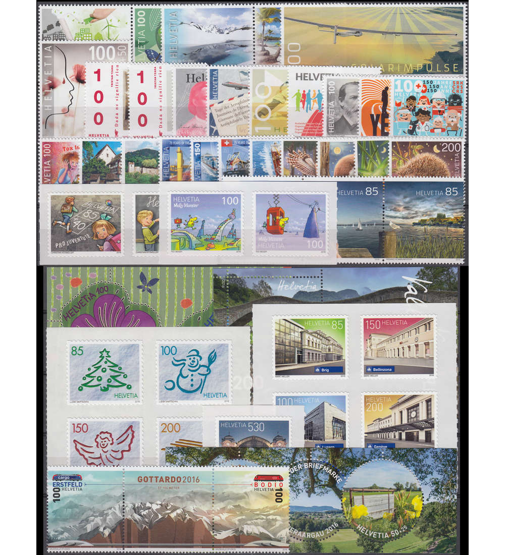 Schweiz 2016 postfrisch ** Nr. 2427-2475 Block 61-63