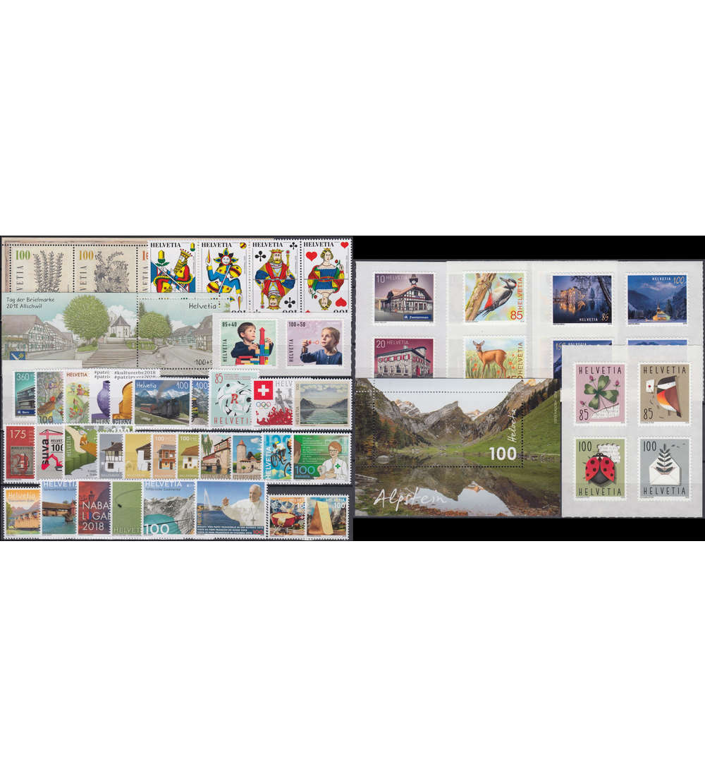 Schweiz 2018 postfrisch ** Nr. 2526-2582 Block 68-69