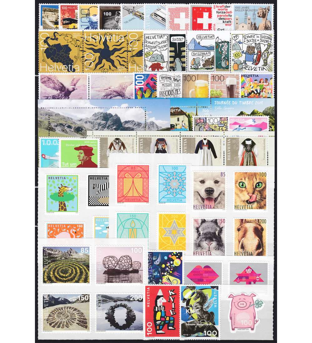Schweiz 2019 postfrisch ** Nr. 2583-2637 Block 71-73