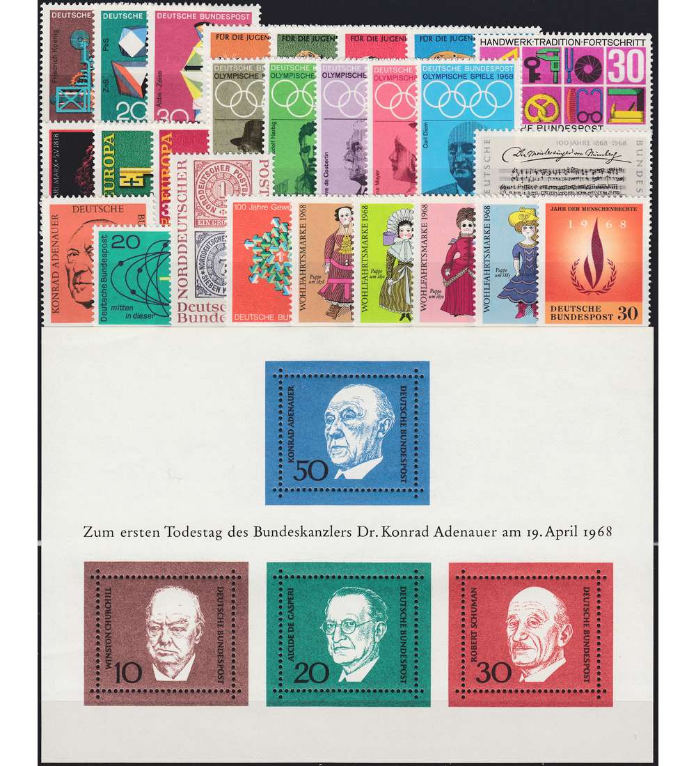 BRD Bund Jahrgang 1968 postfrisch ** komplett