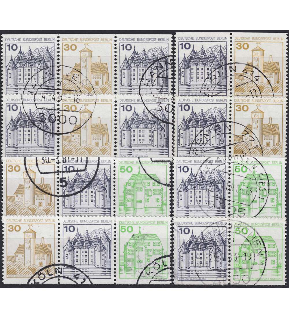 Berlin-Zusammendrucke W67-W74 Burgen und Schlsser 1980 I gestempelt