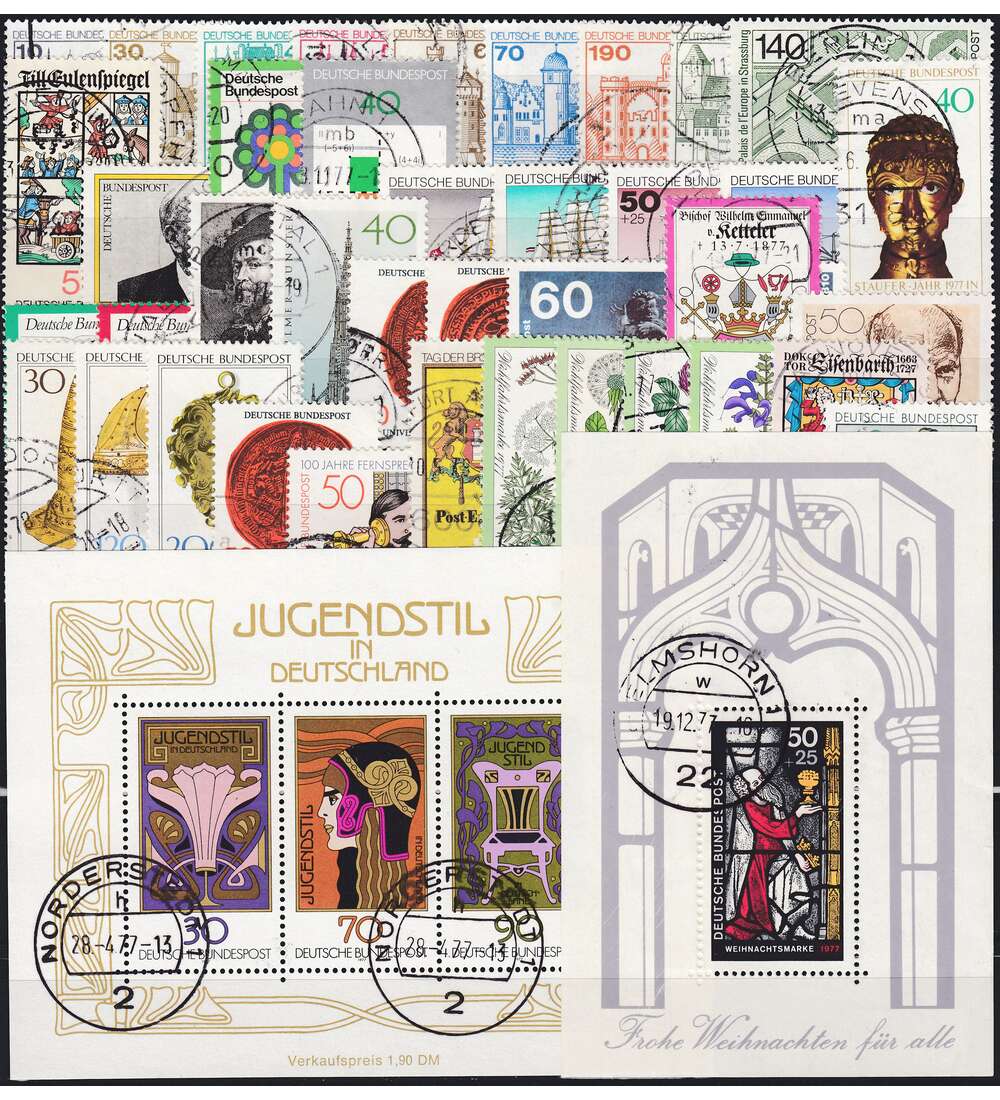 BRD Bund Jahrgang 1977 gestempelt komplett Briefmarke Goldhahn 64174377