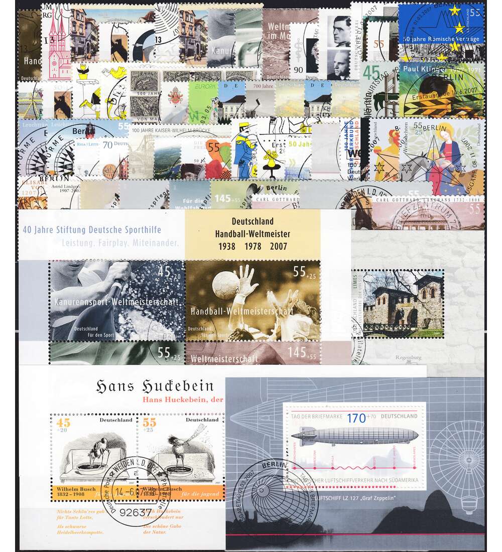 BRD Bund Jahrgang 2007 gestempelt Bund komplett Briefmarke Goldhahn