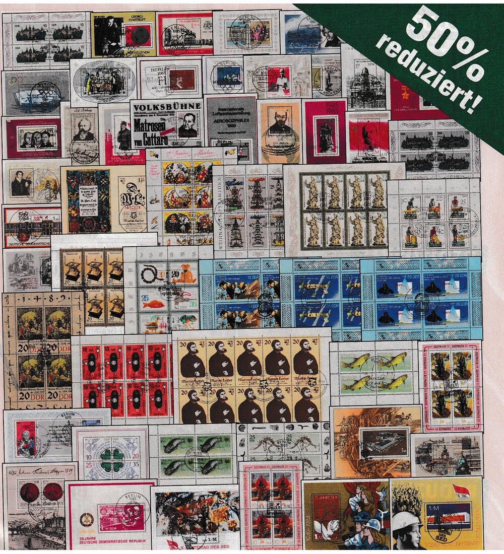 DDR Blocks und Kleinbogen 50 verschiedene Block und Kleinbogen mit Sonderstempeln
