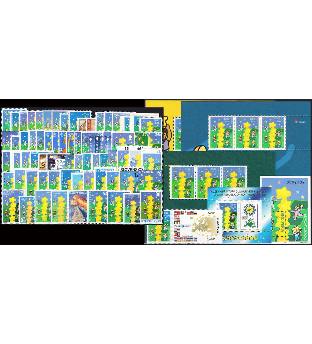 Europa CEPT 2000 postfrisch ohne Bosnien-Kroatien, Serbien 72 Marken + 5 Blcke