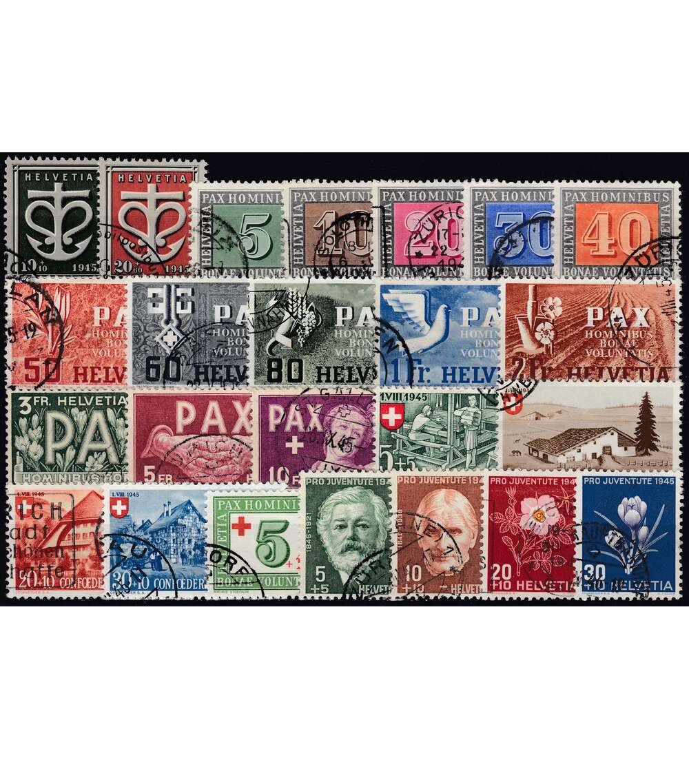 Schweiz 1945 gestempelt Nr. 443-468 ohne Block 11+12