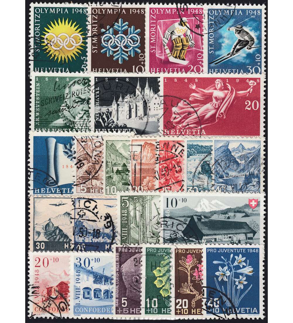 Schweiz 1948 gestempelt Nr. 492-517 ohne Block 13
