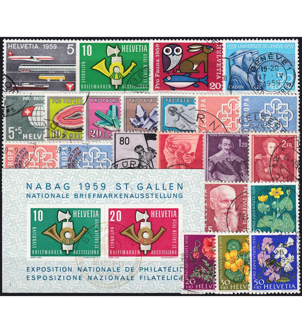 Schweiz 1959 gestempelt  Nr. 668-691 Block 16