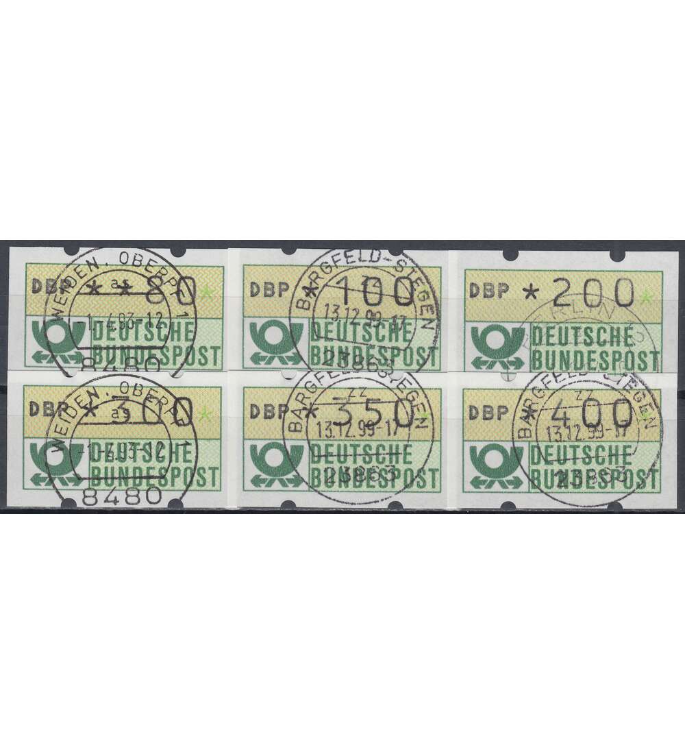 BRD Bund  ATM 1.2 hv VS9 gestempelt 80/100/200/300/350/400 Pfennig DBP fett/weier Gummi