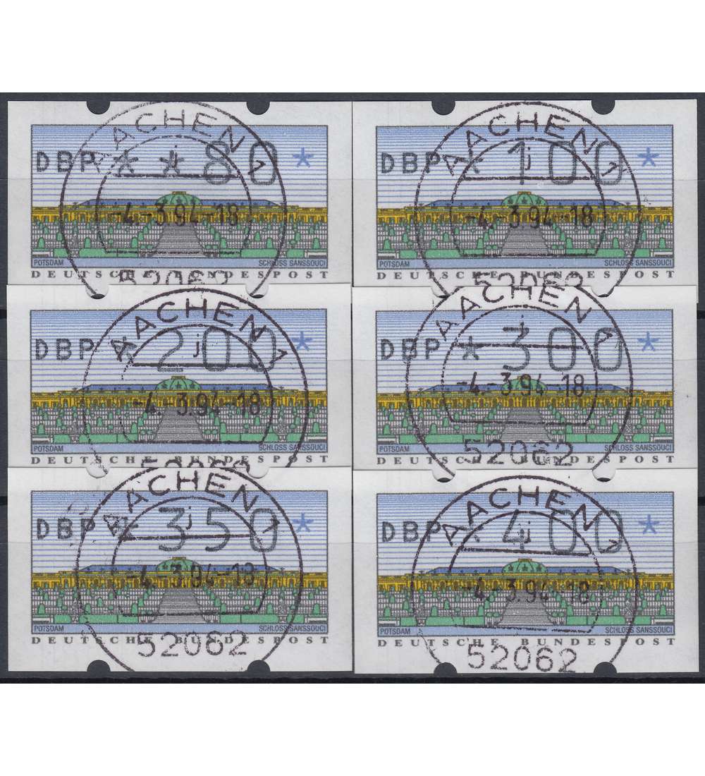 BRD Bund  ATM2.1.1 VS1 gestempelt    80/100/200/300/350/400 Pfg.    DBP normal