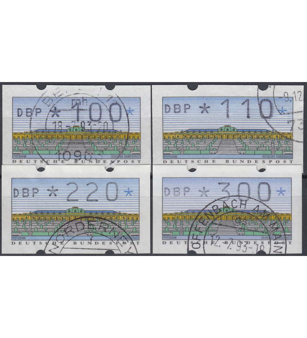 BRD Bund  ATM 2.1.1 VS2 gestempelt 100/110/220/300 Pfg. DBP normal