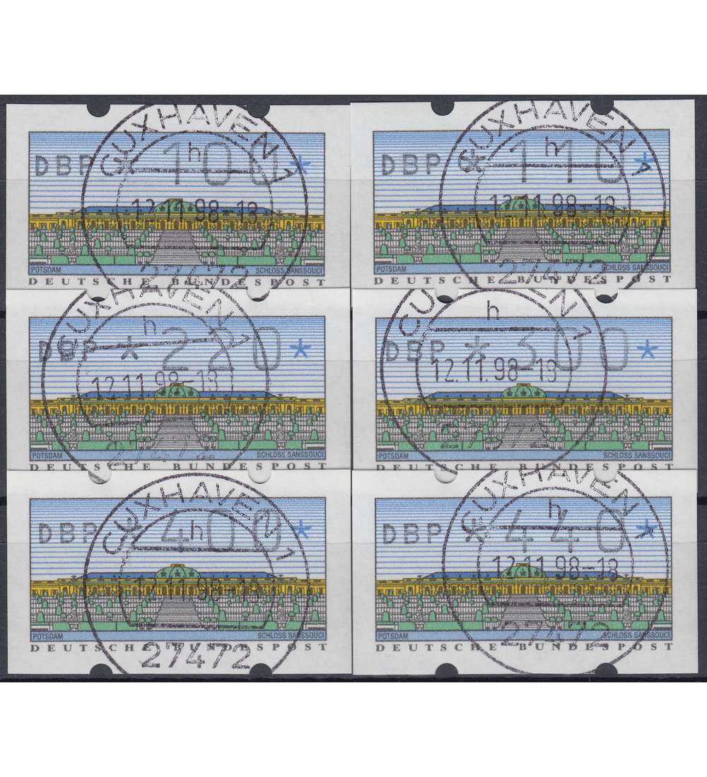 BRD Bund  ATM 2.1.1 VS3 gestempelt 100/110/220/300/400/440 Pfg. DBP normal