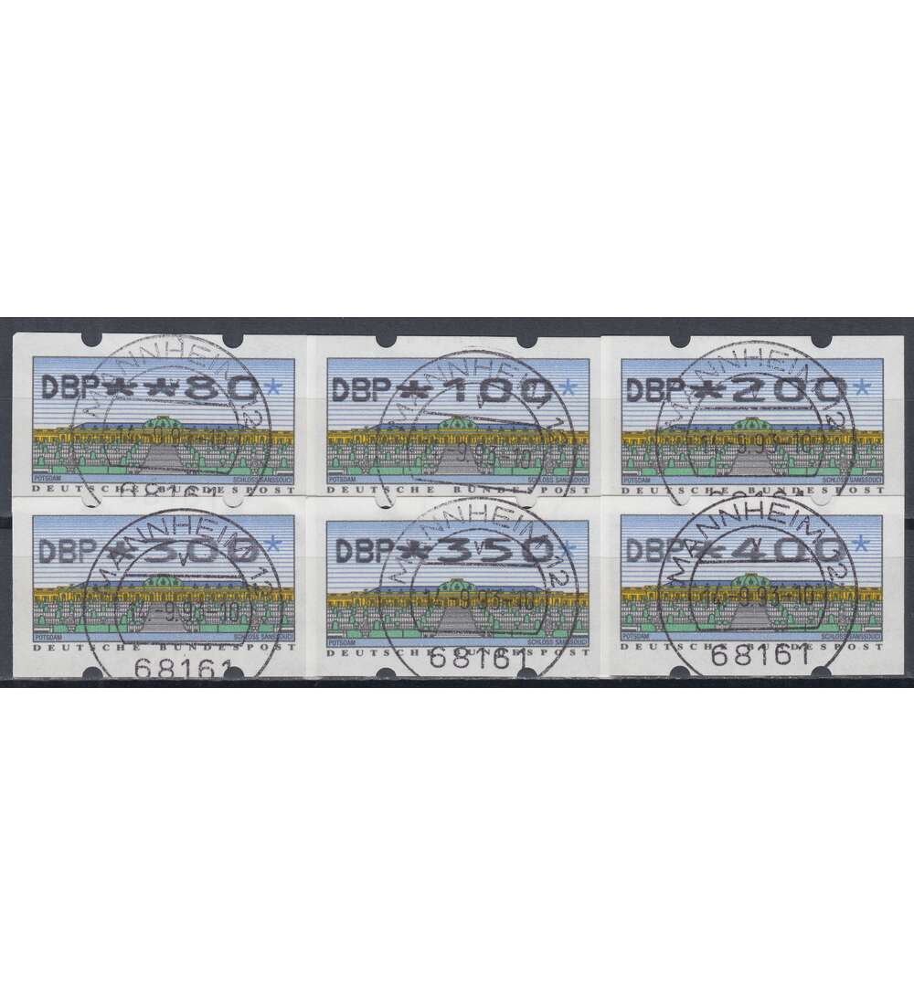 BRD Bund  ATM2.2.1 VS2 gestempelt    80/100/200/300/350/400 Pfg.    DBP+Wertziffern breit