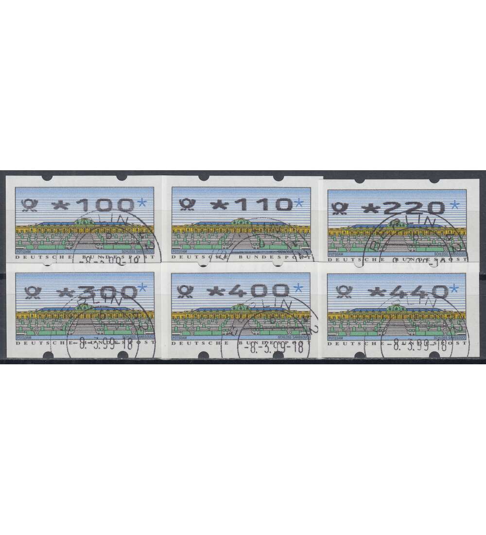 BRD Bund  ATM2.2.3 VS2 gestempelt    100/110/220/300/400/440 Pfg.   Posthorn+Wertziffern breit
