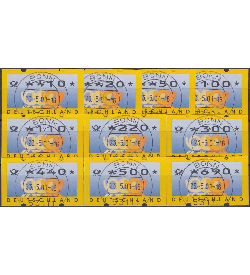 BRD Bund  ATM 3.3 VS1 gestempelt      10/20/50/100/110/220/300/440/  500/690 Posth.+Wertz. mager