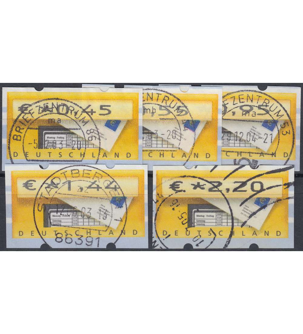 BRD Bund  ATM 5.1 VS7 gestempelt      045/055/095/144/220 Cent