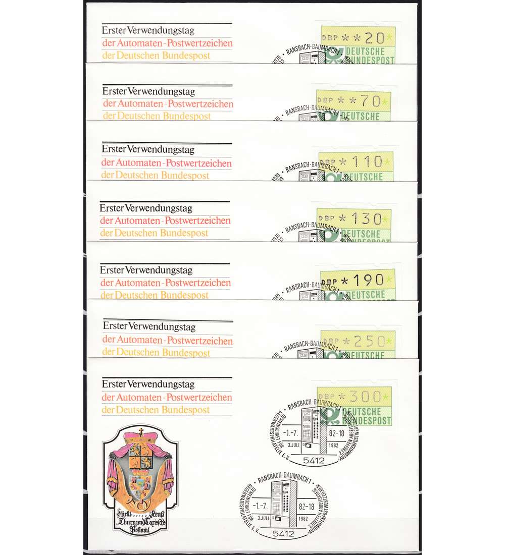 BRD-ATM Knstler-FDC`s 20 - 300 Pfennig