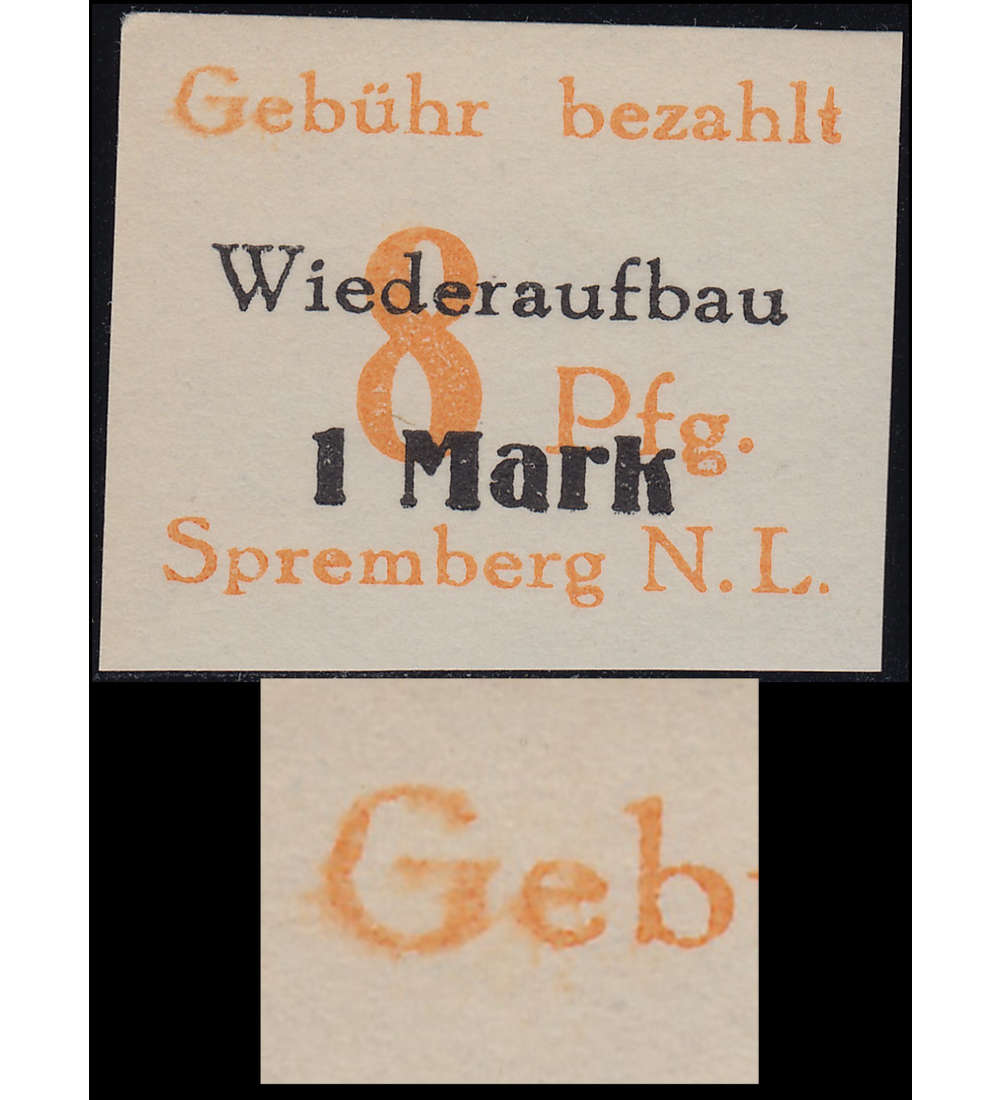 Deutsche Lokalausgabe Spremberg Nr. 19B II postfrisch ** Plattenfehler