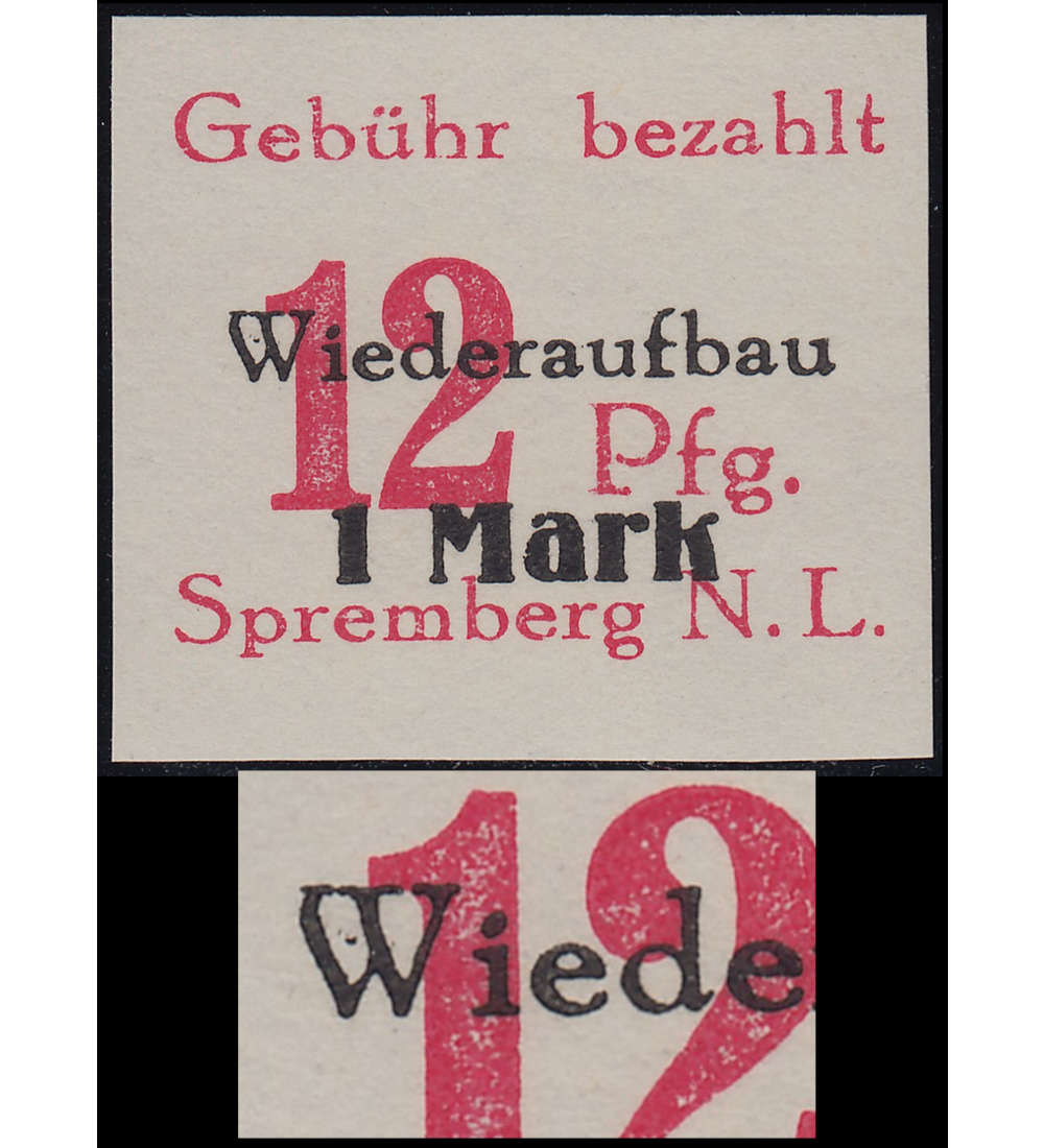 Deutsche Lokalausgabe Spremberg Nr. 20B X postfrisch ** Plattenfehler