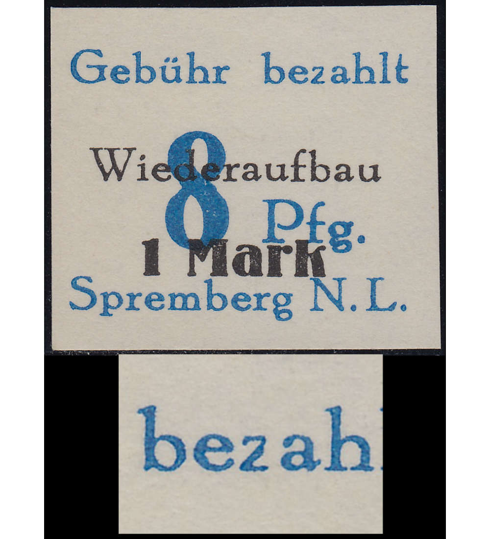 Deutsche Lokalausgabe Spremberg Nr. 21B XI postfrisch ** Plattenfehler