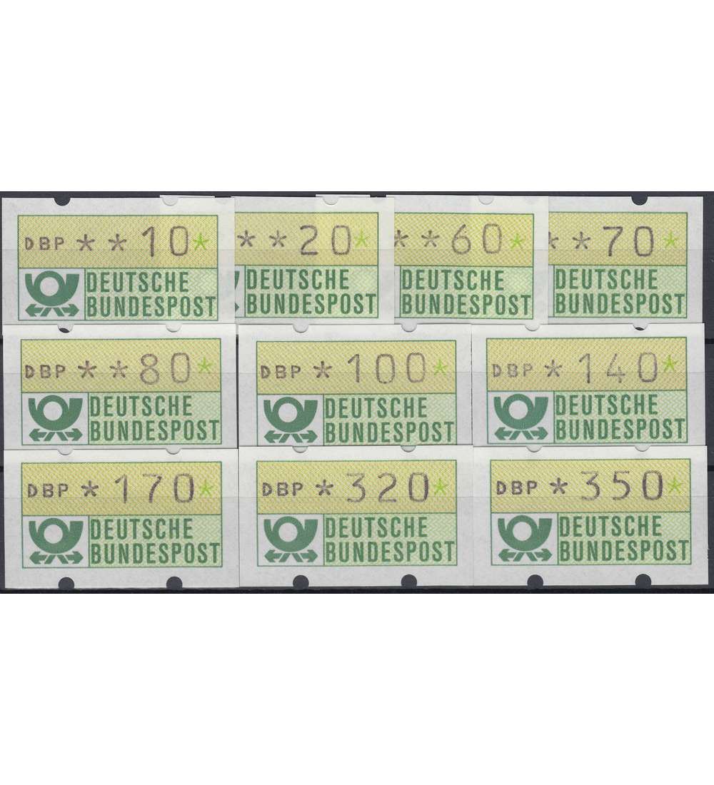 BRD Bund ATM 1.1 hu TS4 postfrisch ** 10/20/60/70/80/100/140/170/    320/350 Pfg.