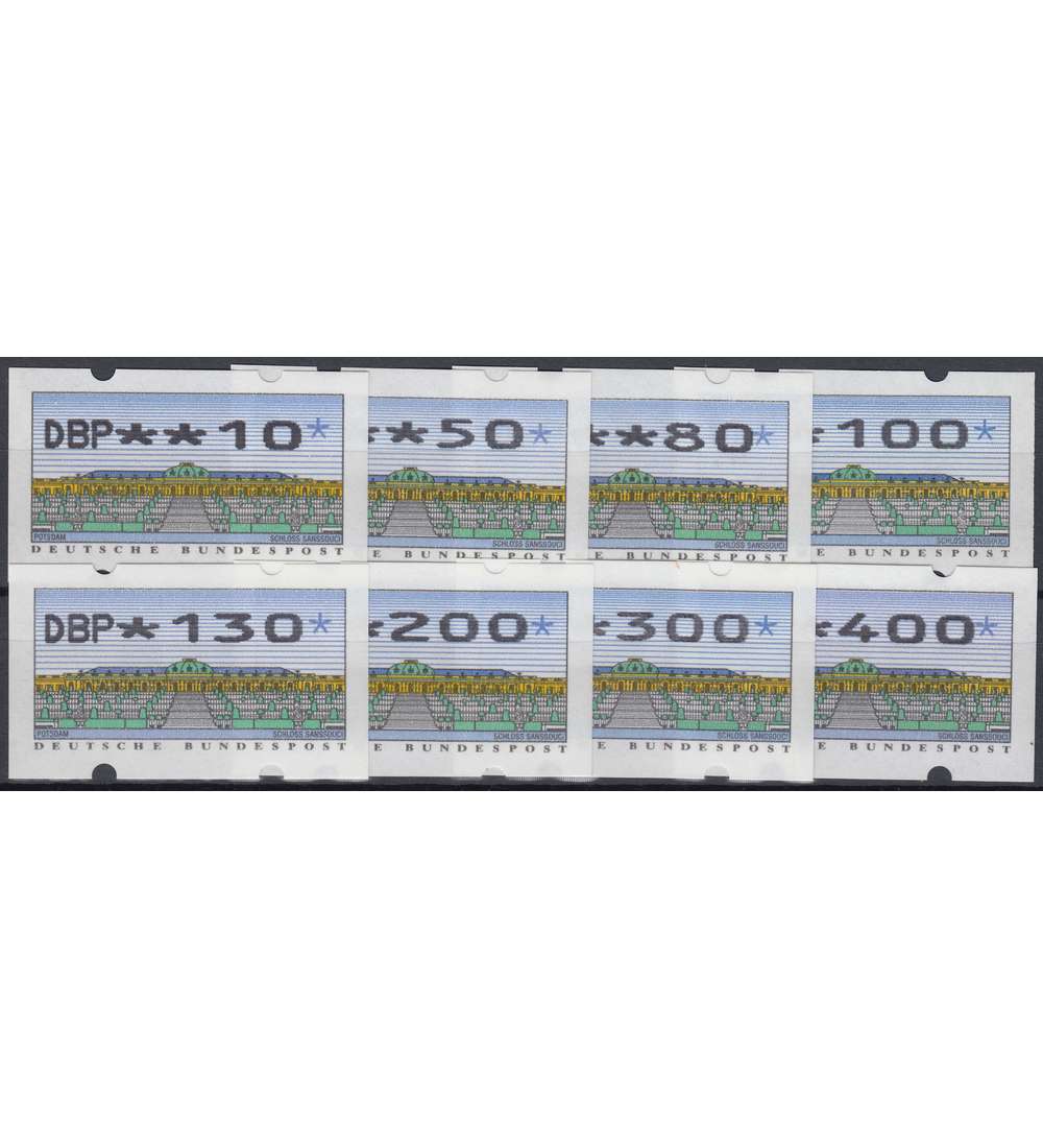 BRD Bund  ATM2.2.1 TS1 postfrisch **  10/50/80/100/130/200/300/400 P DBP+Wertziffern breit