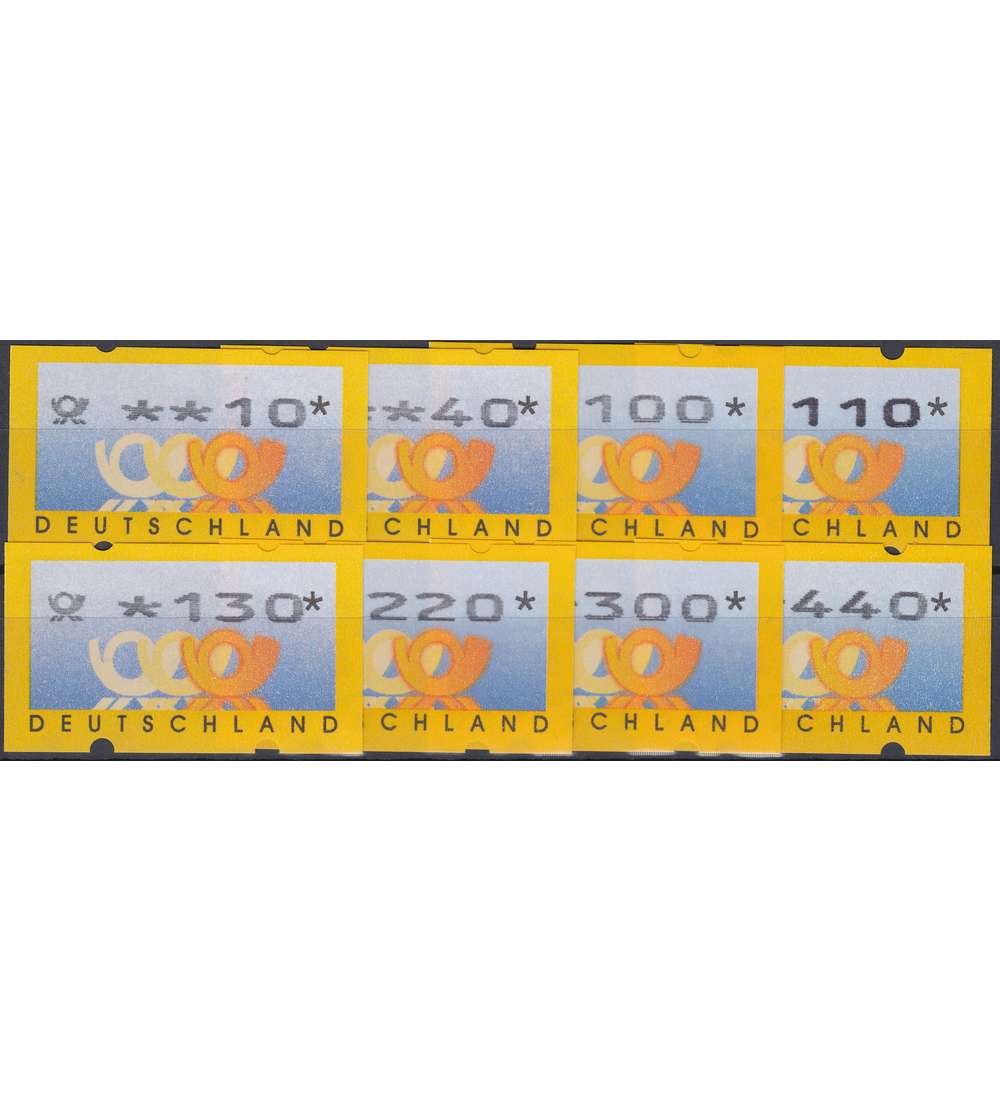 BRD Bund  ATM3.2 TS1 postfrisch **     10/40/100/110/130/220/300/440  Posthorn+Wertziffern fett