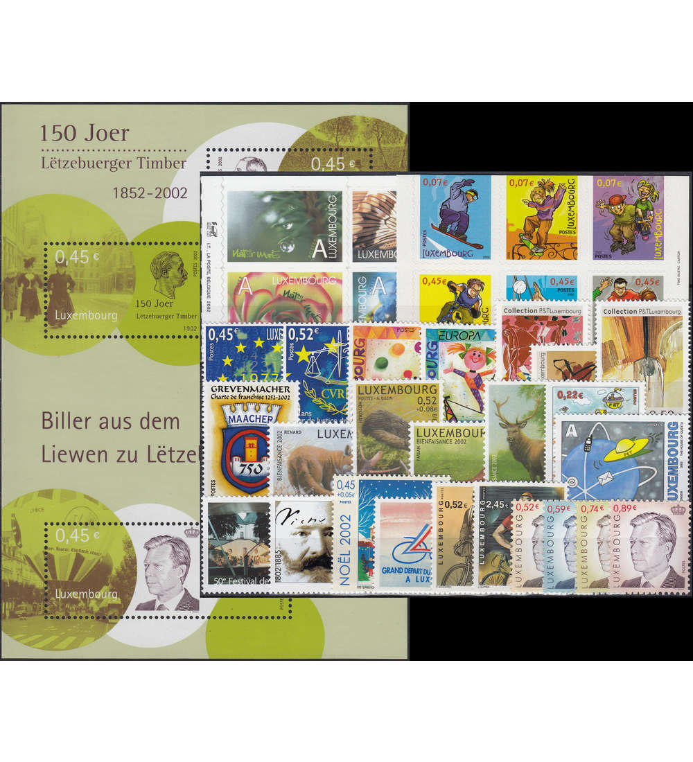 Luxemburg 2002 postfrisch ** Nr. 1559-1596 Block 19