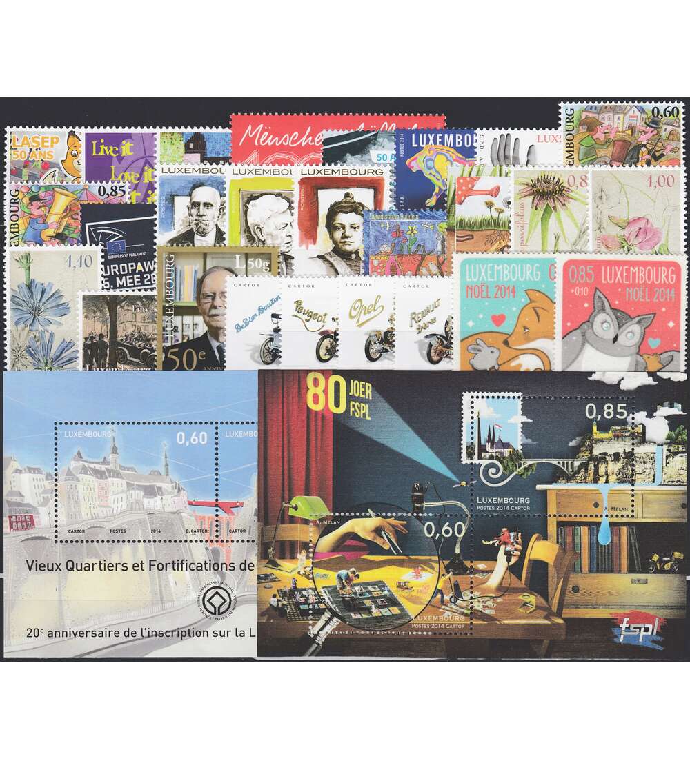 Luxemburg 2014 postfrisch Nr. 1998-2027 Block 33-34