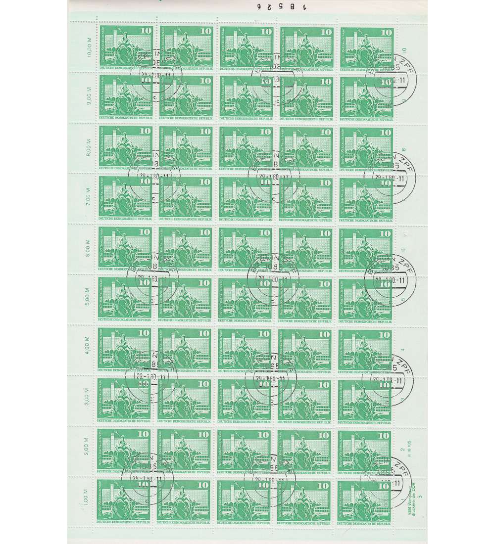 DDR Nr. 1843 gestempelt Fehldruckbogen