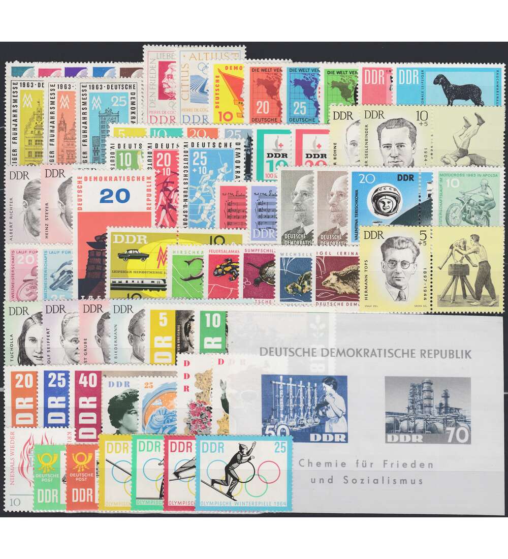 DDRJahrgang1963postfrisch komplett Briefmarke Goldhahn 194163