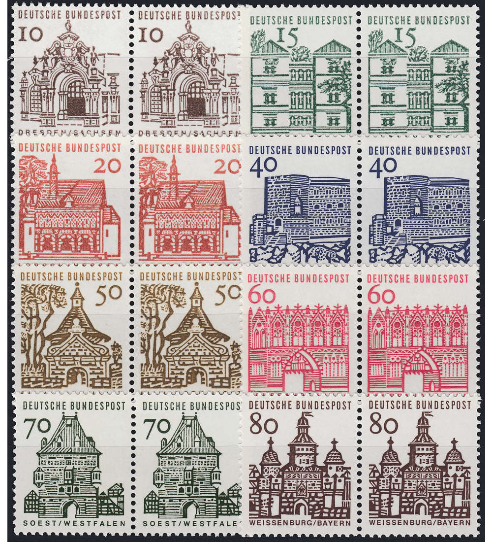 BRD Bund  Kleine Bauwerke -  Paarsatz postfrisch 8 Werte