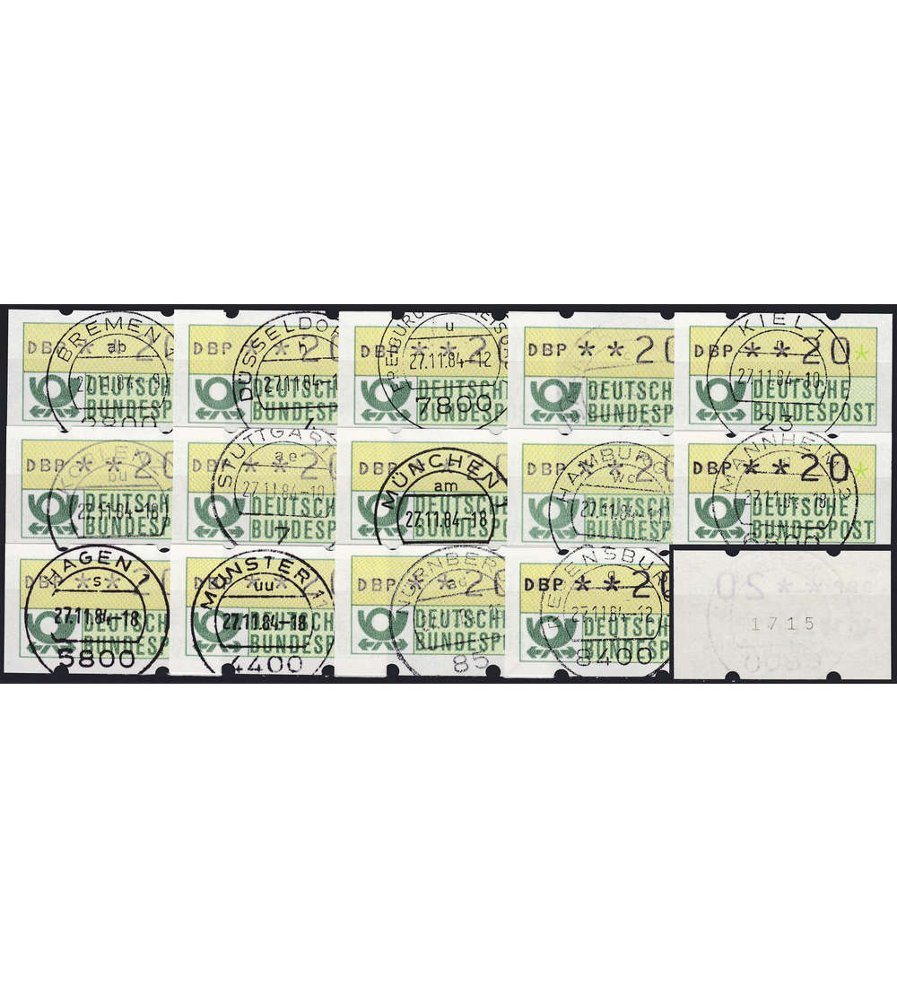 BRD Bund  ATM Dokumentation mit Nr. 14 neue Standorte fr Postwertzeichendrucker