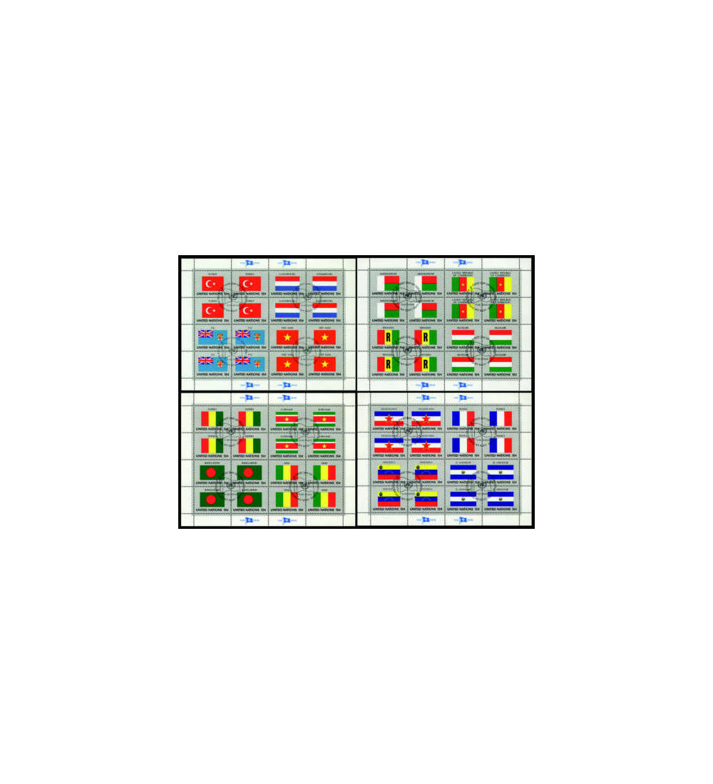 UNO New York Nr. 348-363 gestempelt  - Flaggen 1980- als Kleinbogen