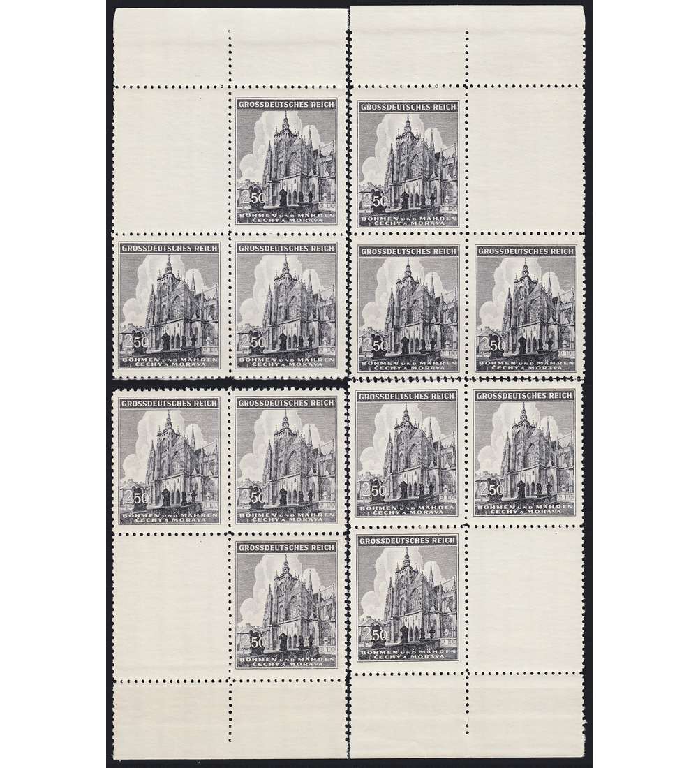 Bhmen und Mhren postfrisch ** Nr. 141 4 Viererblcke aus der Bogenmitte VB-1 bis VB-4
