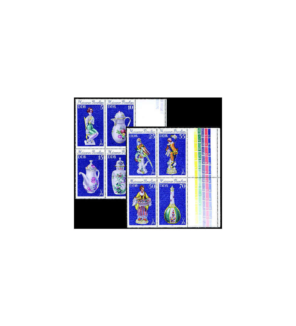 DDR Nr. 2464-2471 L postfrisch 4er-Blocks mit Leerfeldern