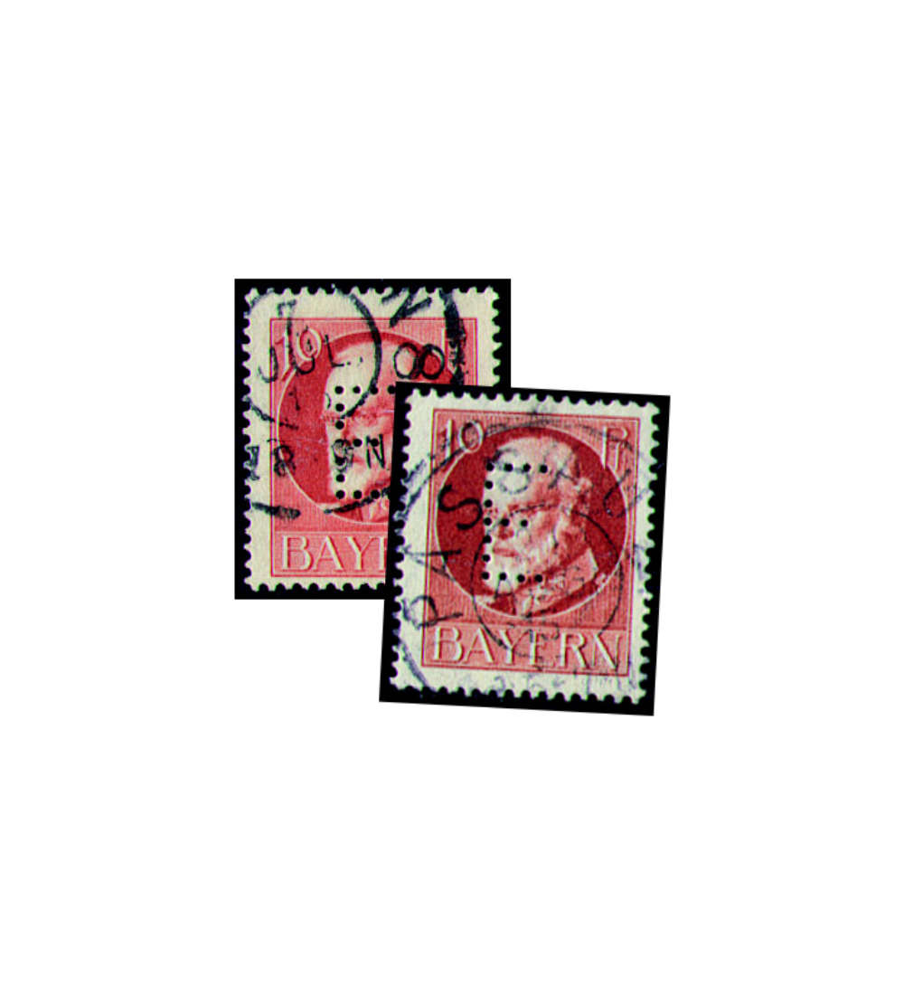 Bayern Dienstmarke Nr. 14a+b gestempelt