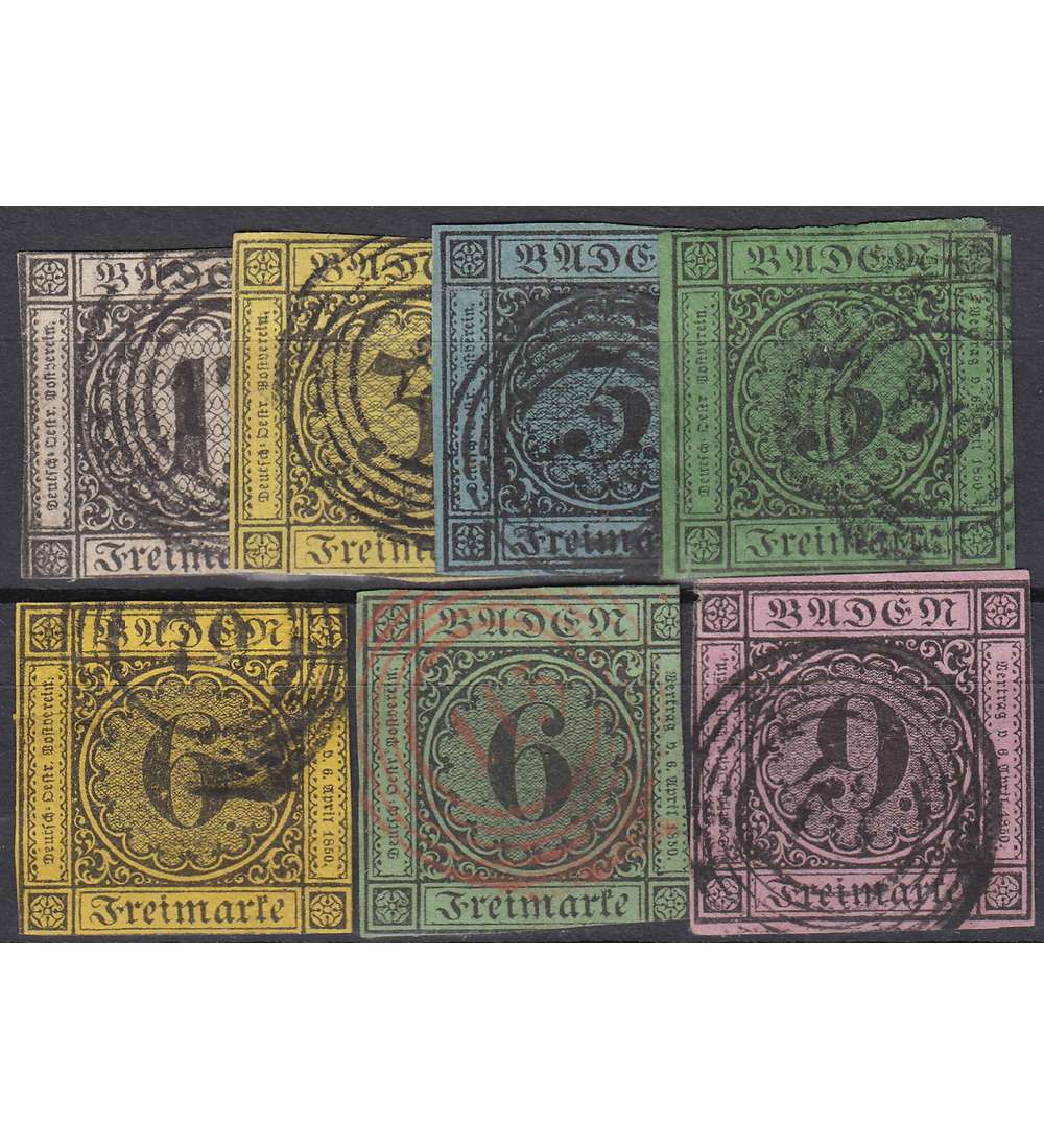 Baden Nr. 2-8 gestempelt