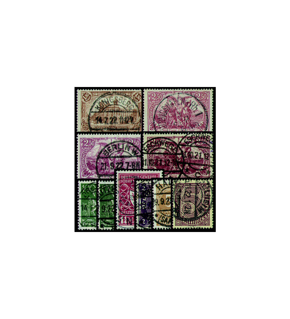 Deutsches Reich 10 verschiedene Farben/Typen gestempelt geprft