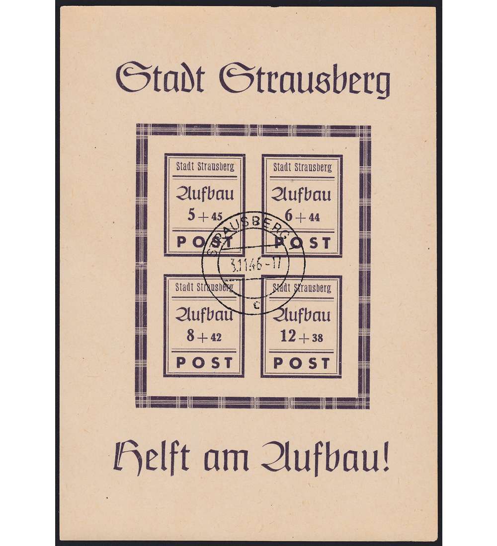 Deutsche Lokalausgabe Strauberg    Block 1 I gestempelt