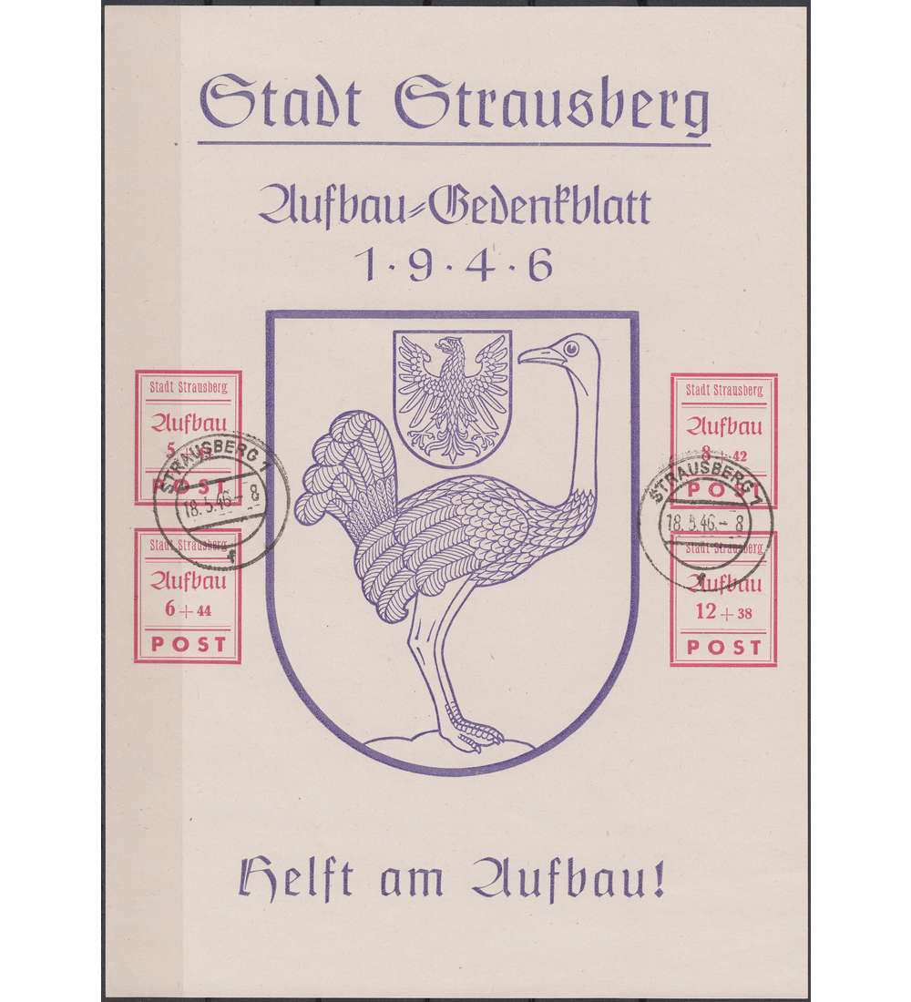 Deutsche Lokalausgabe Strauberg    Block 3 gestempelt