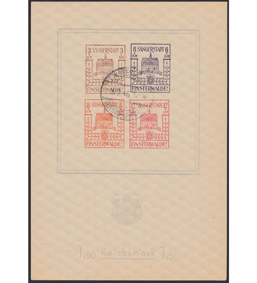 Deutsche Lokalausgabe Finsterwalde Block 1 gestempelt